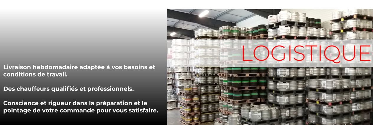 Livraison hebdomadaire adaptée à vos besoins et conditions de travail.  Des chauffeurs qualifiés et professionnels.  Conscience et rigueur dans la préparation et le pointage de votre commande pour vous satisfaire.